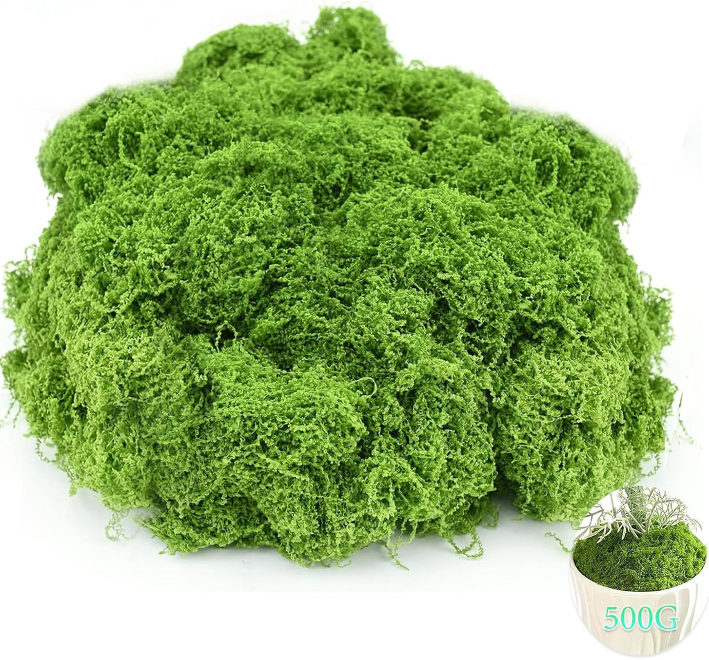 Fake Green Moss for Crafts.17.6OZ Decor Artificial Faux Moss for Potted Plants Indoor. Moss Preserved for DIY Decorative, Table, Centerpieces Decor, Fairy, Garden, Floral, Wedding