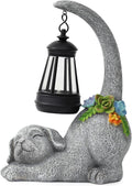 Garden Cute Dog Gnome Statue Decorations - Solar Resin Dog with Solar Garden Lights Outdoor Decorations for Patio,Yard,Lawn,