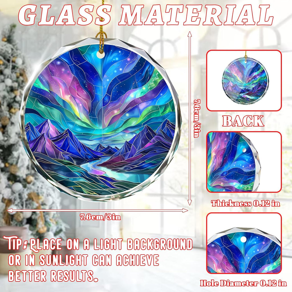 Northern Lights Stained Glass Ornament, Christmas Tree Decor, Northern Lights Ornaments for Christmas Tree, Holiday Presents, Gift Exchange