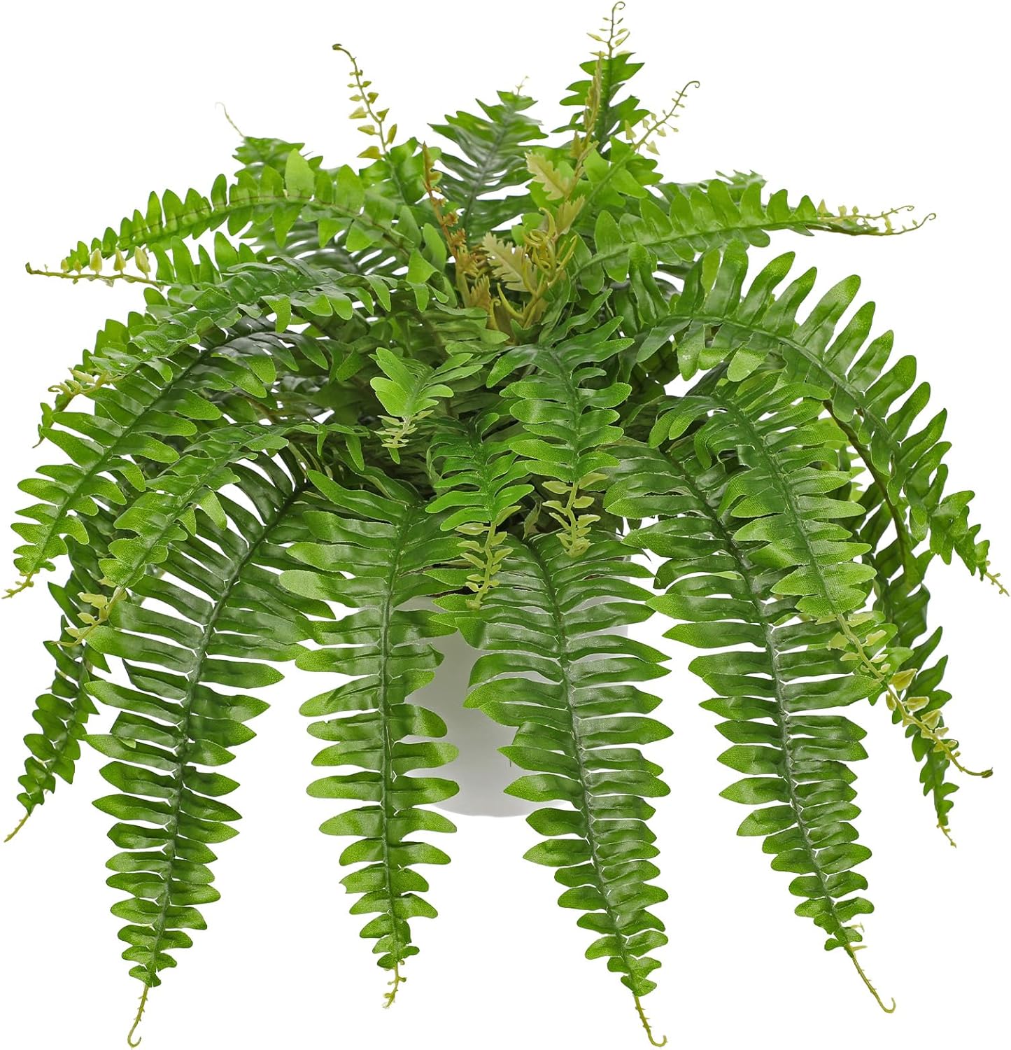 Hollyone Artificial Fern Plants in White Pot 25.5" Medium Artificial Boston Fern 31 Leaves for Outdoors & Indoor Faux Potted Plants Fake Ferns Bush Plant Patio Garden Farmhouse Porch Home Decor Green