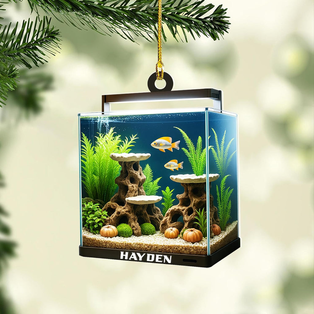 Personalized Aquarium Fish Tank Christmas Ornament 2025, Custom Name Clownfish Holiday Tree Decoration, Unique Keepsake Gift for Fish Lovers, Pet Owners, Kids, Aquarists (ON8)