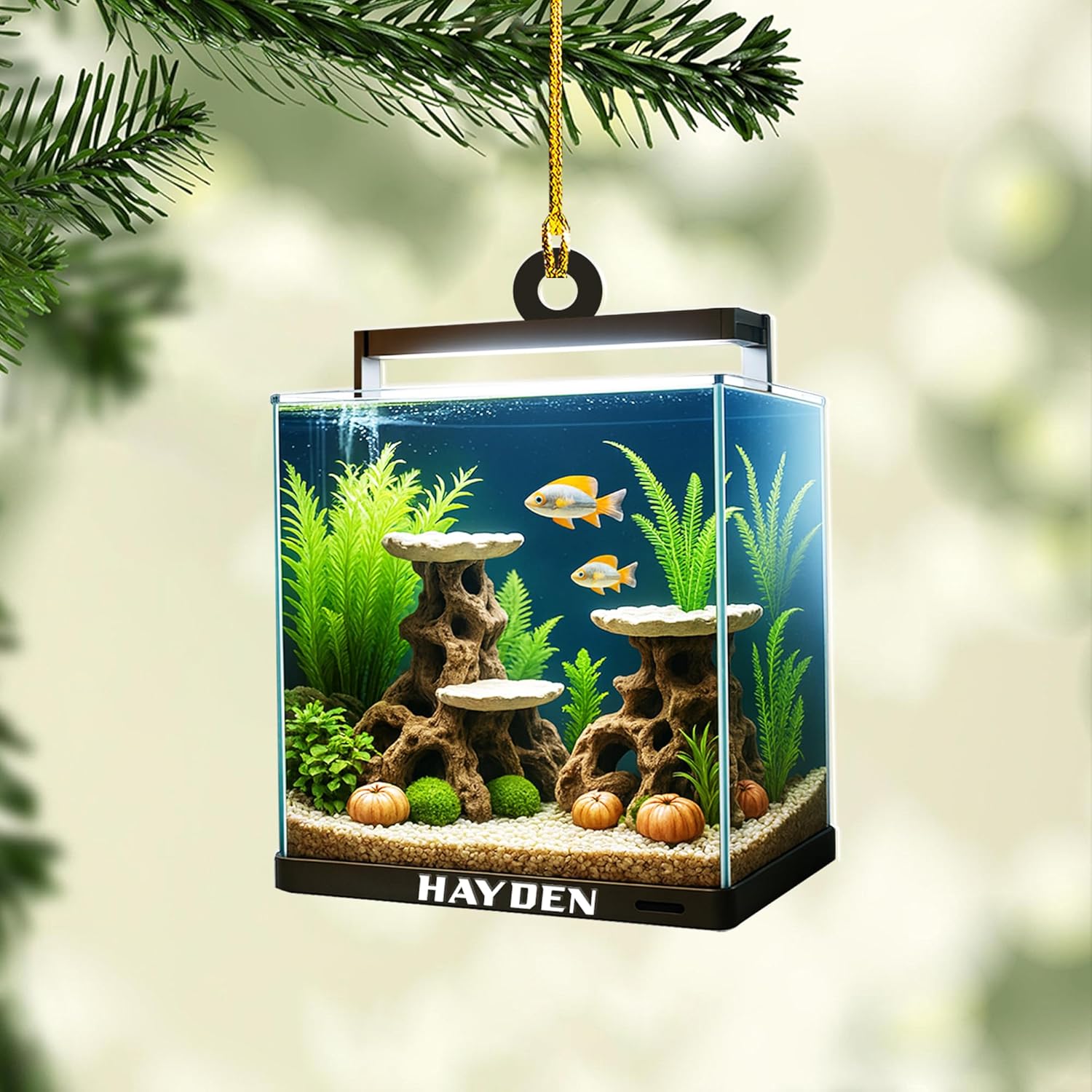 Personalized Aquarium Fish Tank Christmas Ornament 2025, Custom Name Clownfish Holiday Tree Decoration, Unique Keepsake Gift for Fish Lovers, Pet Owners, Kids, Aquarists (ON8)