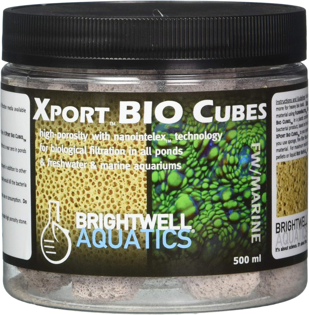 Brightwell Aquatics Xport BIO Cubes - Ultra-Porous Biological Filter Media for Filtration in Marine and Freshwater Aquariums, 500-ml (XPCubeBIO500)