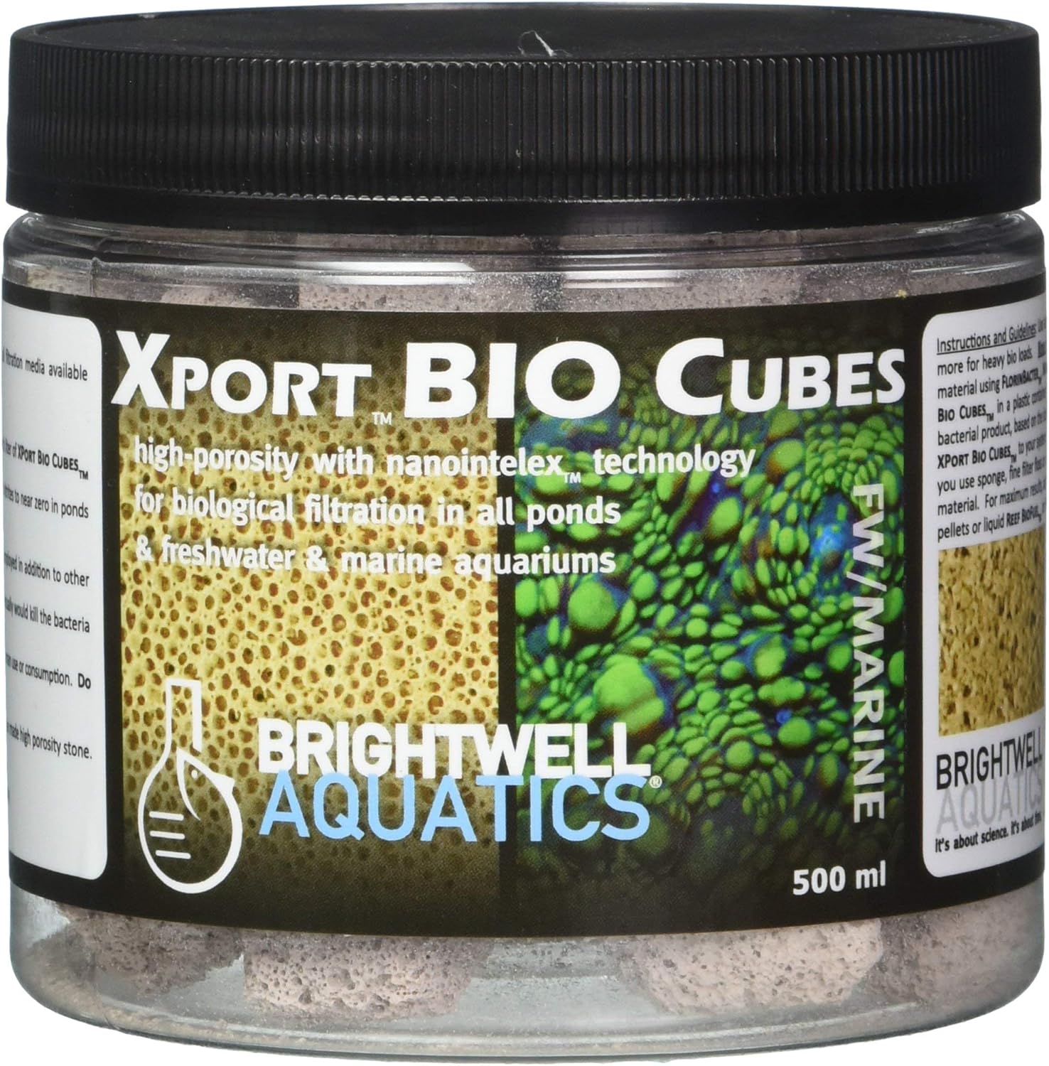 Brightwell Aquatics Xport BIO Cubes - Ultra-Porous Biological Filter Media for Filtration in Marine and Freshwater Aquariums, 500-ml (XPCubeBIO500)