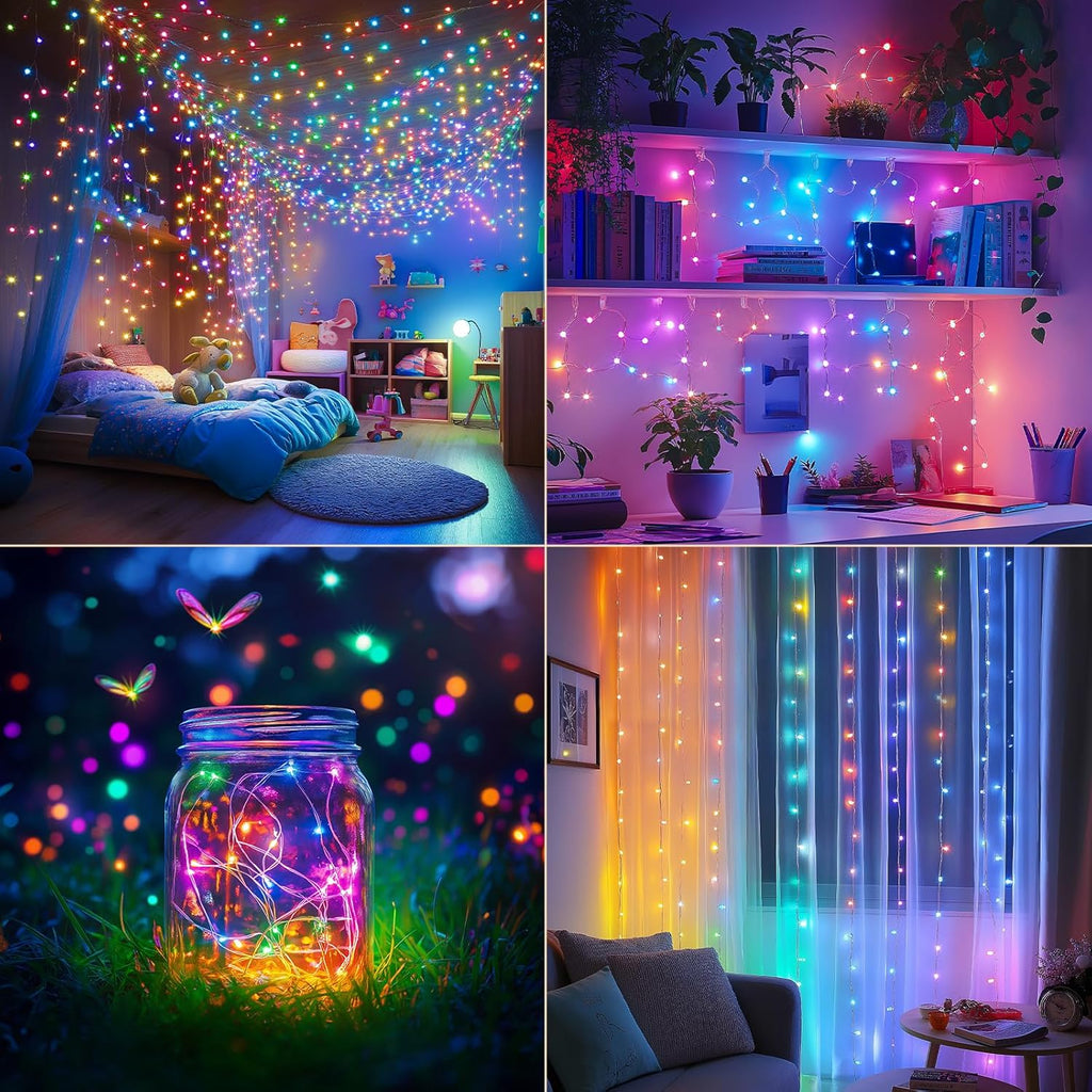Fairy Lights Battery Operated, 33Ft 100 LED Twinkle Lights with Remote and Timer, 8 Modes Waterproof Lighting for DIY Bedroom Wedding Table Centerpieces Christmas 4 Pack