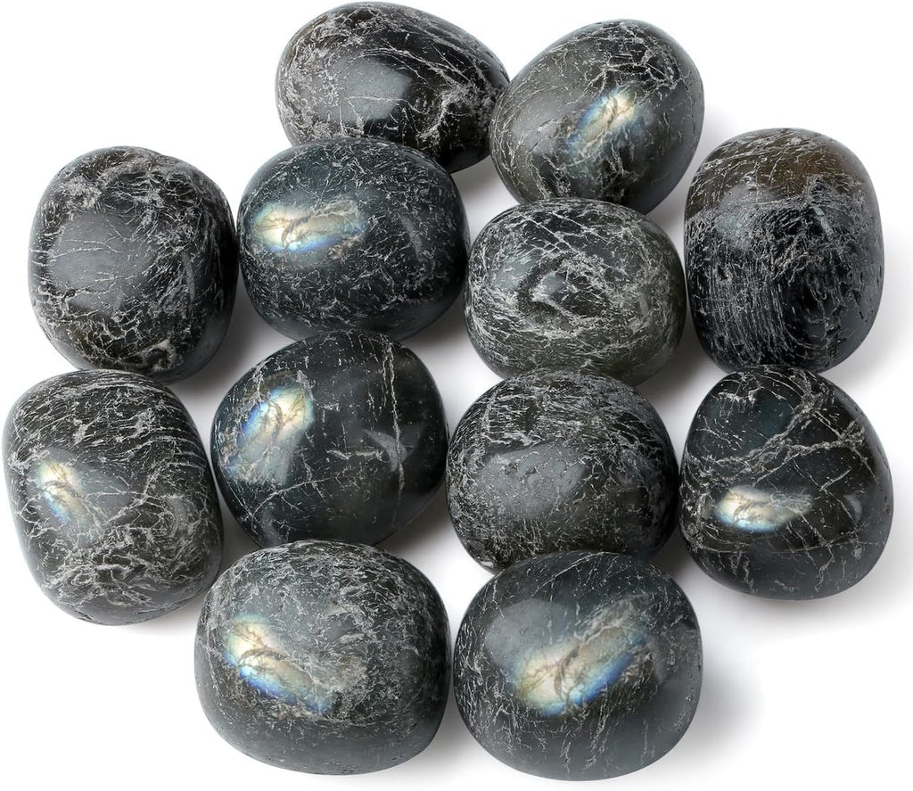 DUQGUHO Labradorite Crystals Healing Crystal Stones Set Natural Crystals Bulk Irregular Tumbled Polished Crystal Stones 0.45 lbs