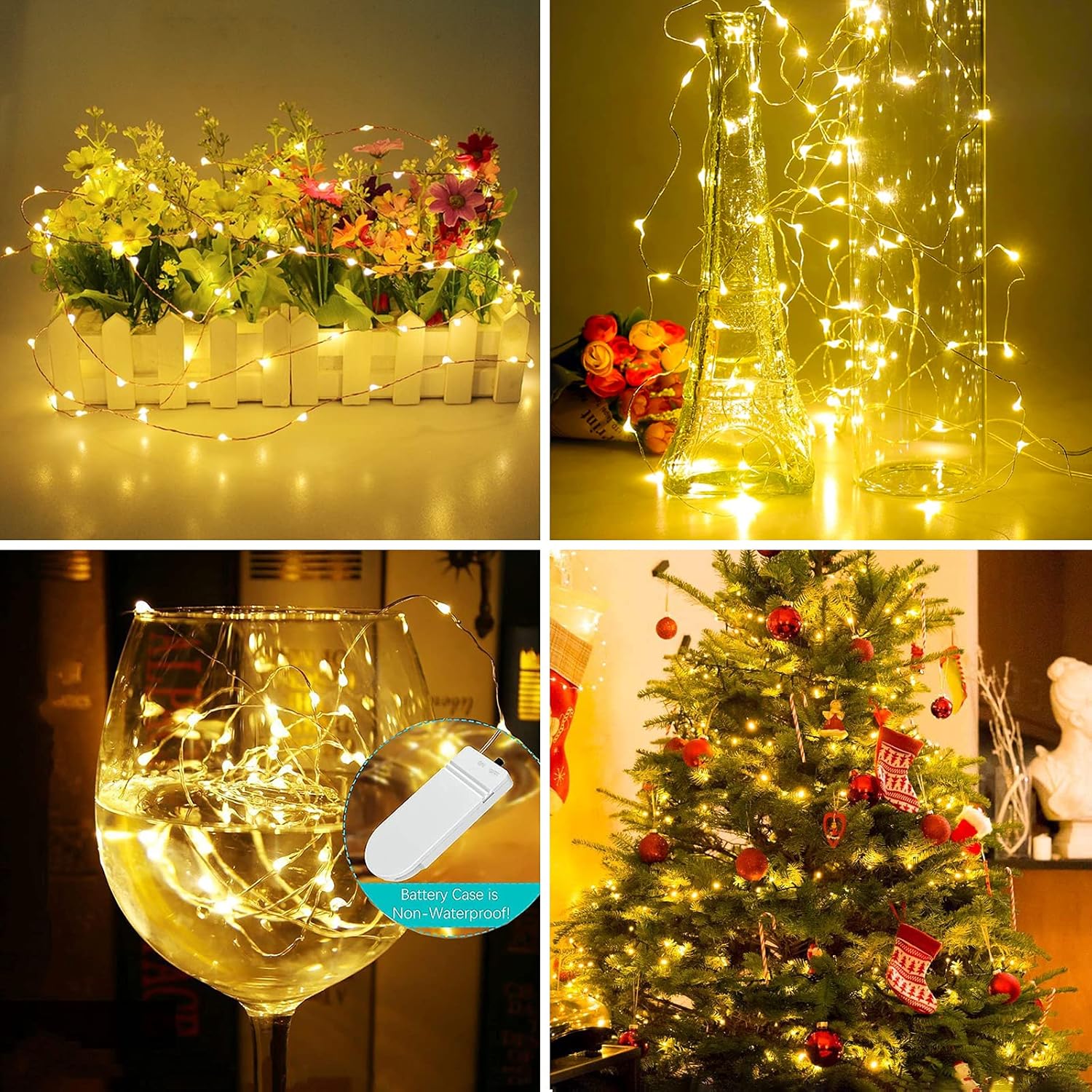 YITING 24 Pack 30 Led Valentine's day Fairy Lights Battery Operated 10.2 FT (3m) Copper Wire LED Mini String Lights Waterproof Warm White Firefly Lights for Wedding Party DIY Jars Gifts Decoration