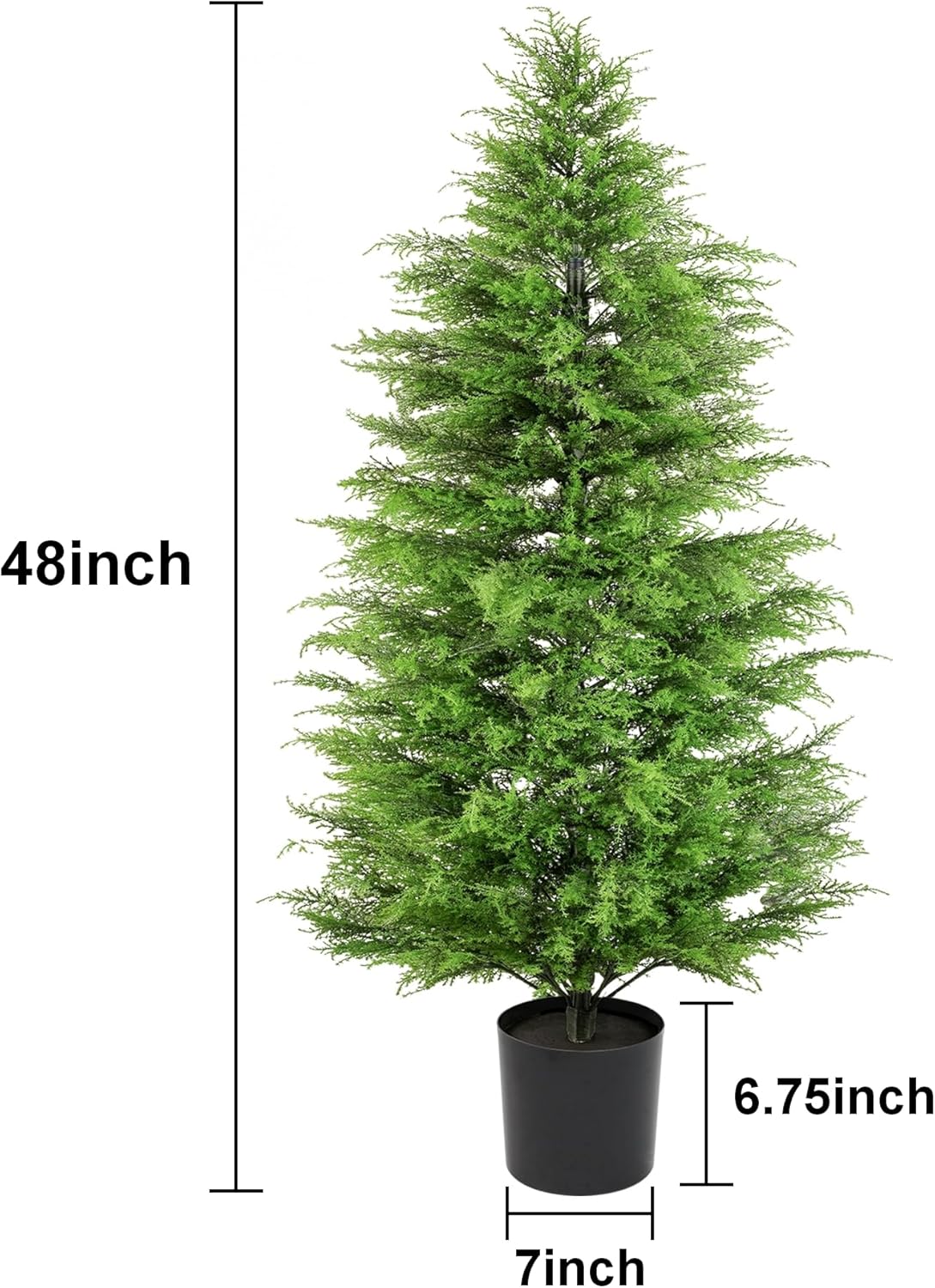 48" Artificial Cedar Topiary Tree Set of 2, 4ft Cypress Tree Topiary Faux Evergreen Shrub Plant for Front Porch Home Office Decor (4FT) ﻿