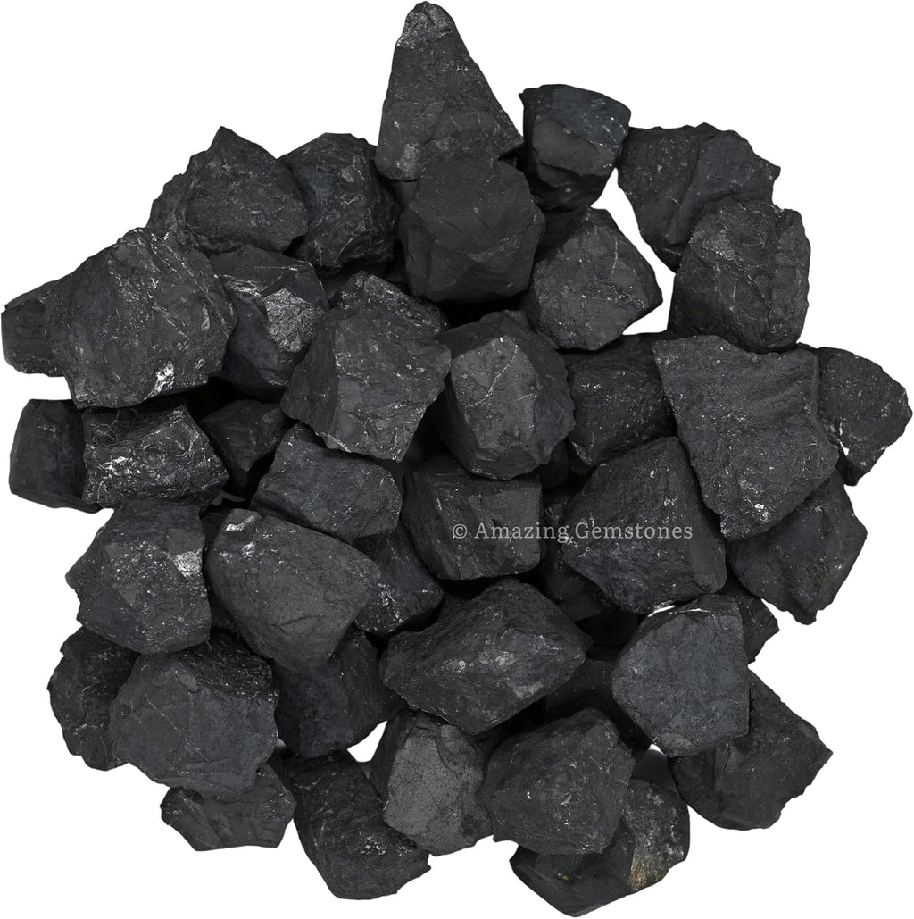 Amazing Gemstone Shungite Raw Crystals and Healing Stones, Natural Rocks for Tumbling and DIY Raw Stones and Crystals (1 LB)