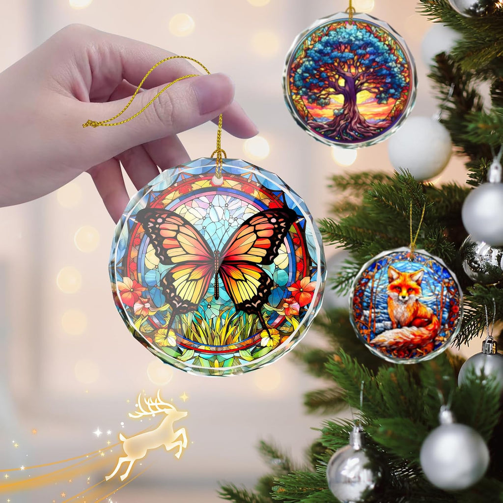 Stained Glass Butterfly Ornament - Christmas Tree Decor, Gift Exchange Present