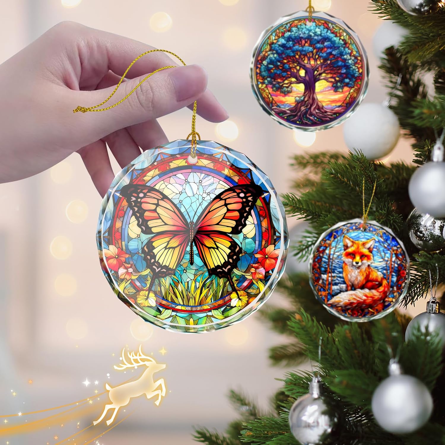 Stained Glass Butterfly Ornament - Christmas Tree Decor, Gift Exchange Present