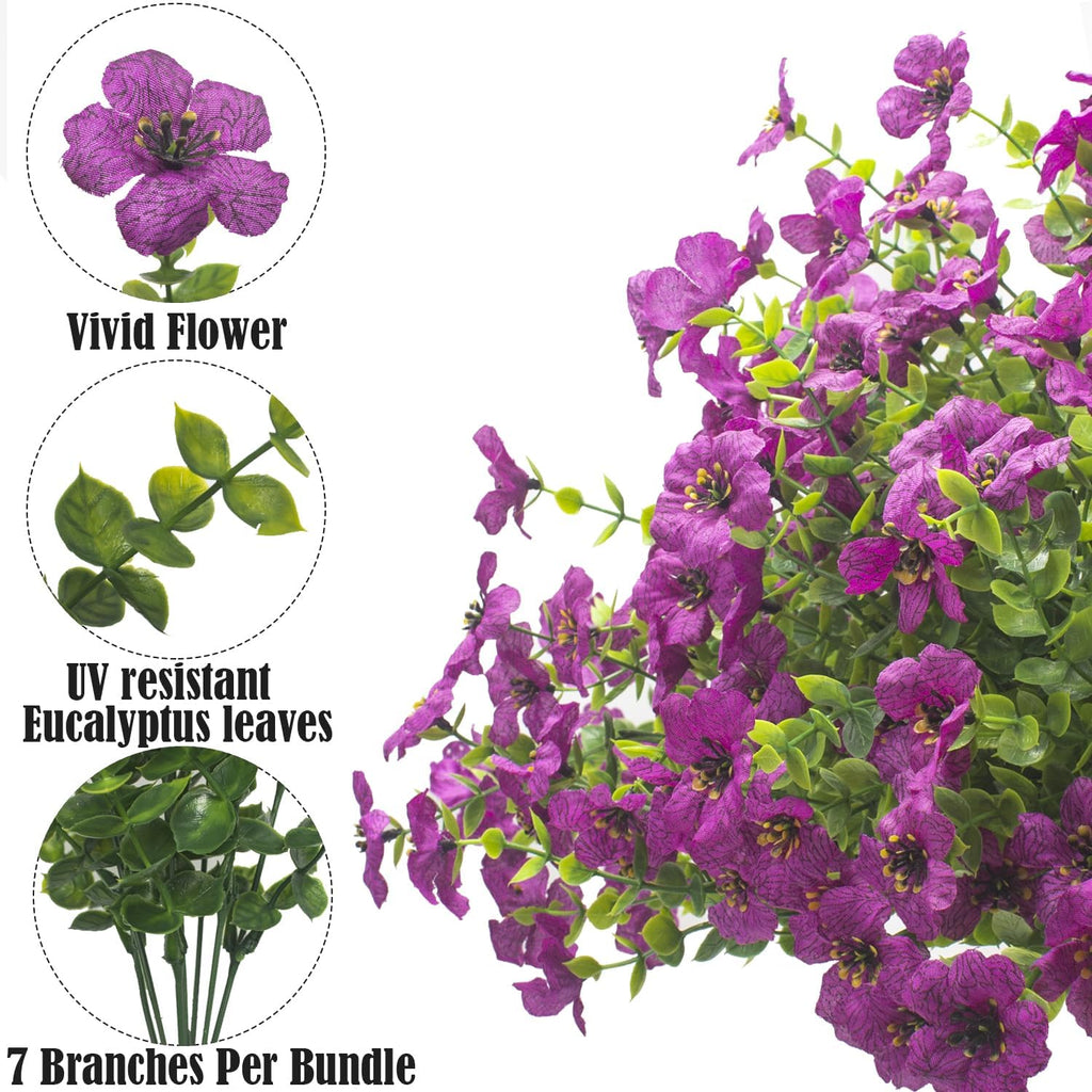 Artificial Fake Flowers for Outdoor Spring Decoration, 16 Bundles Faux Silk Colorful Daisy UV Resistant Realistic for Outside Porch Patio Home Yard Garden Planters Pots Window Box (Purple)