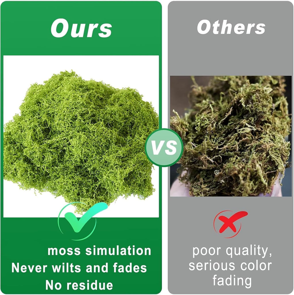 Fake Moss for Potted Plants, Artificial Green Moss Decor for DIY Table Centerpieces, Gardening, Floral Wedding Decoration, Preserved Moss for Crafts (Green-5.3oz)