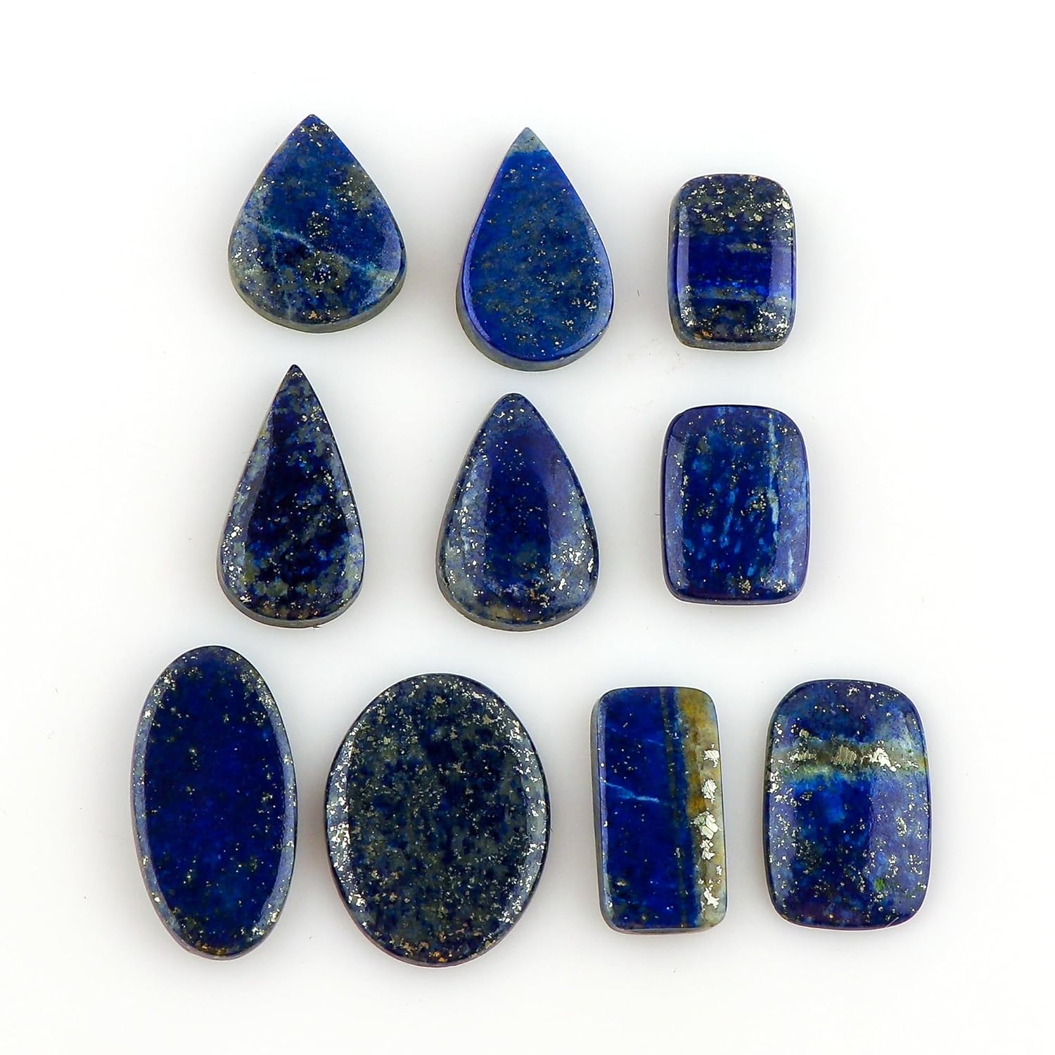 CRYSTALIS Wholesale 10pcs Natural Lapis Lazuli Loose Gemstone Bulk Cabochons Jewelry Making Supply, Chakra Healing Polished Stones, Wire Wrapping, DIY, Gem Collection, Mix-Shape, 14-20mm