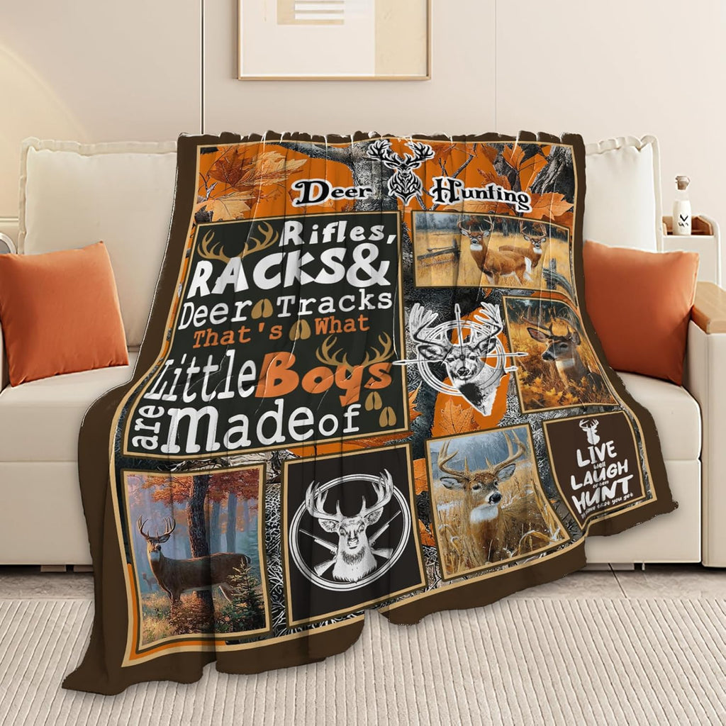 Deer Throw Blanket Deer Elk Stuff Hunting Gifts for Kids Girls Boys Adults Women Men Soft Cozy Warm Plush Fluffy Fuzzy Fleece Blanket Decor 40''X50''