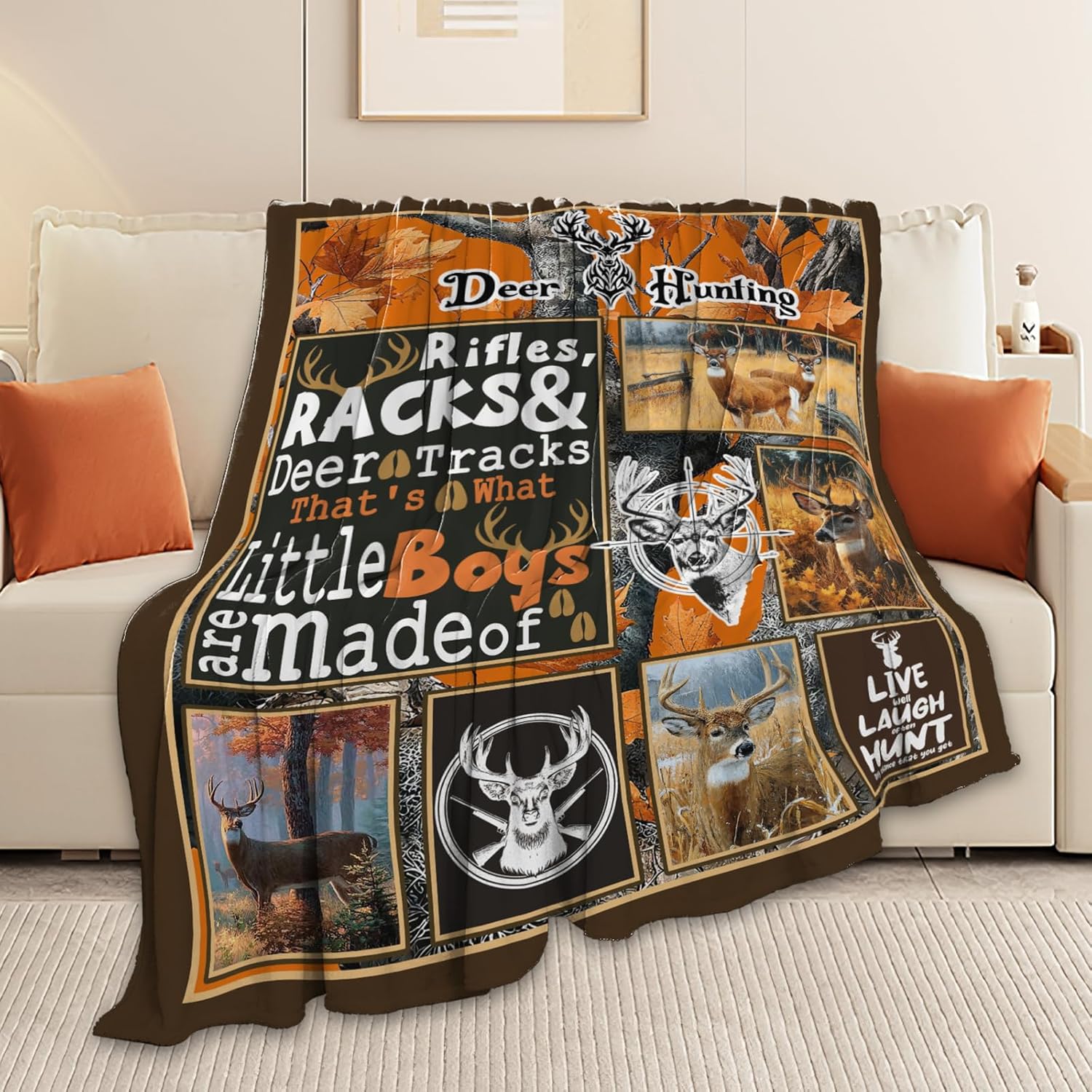 Deer Throw Blanket Deer Elk Stuff Hunting Gifts for Kids Girls Boys Adults Women Men Soft Cozy Warm Plush Fluffy Fuzzy Fleece Blanket Decor 50''X60''