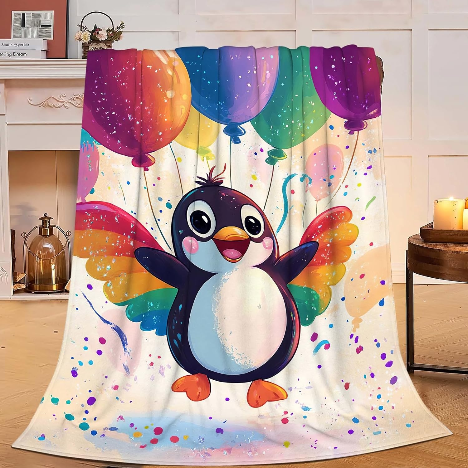 Penguin Throw Blanket Penguin Blanket Gifts for Kids Girls Boys Soft Cozy Warm Plush Fluffy Fuzzy Fleece Blanket Birthday Festival Decor 40''X50''