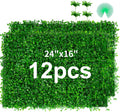12 Pieces 24"x 16" Artificial Boxwood Panel, Grass Wall Panel, Boxwood Hedge Wall Panels UV Protected Suitable for Artificial Green Wall Decor, Fence Garden Wedding Backyard Decor