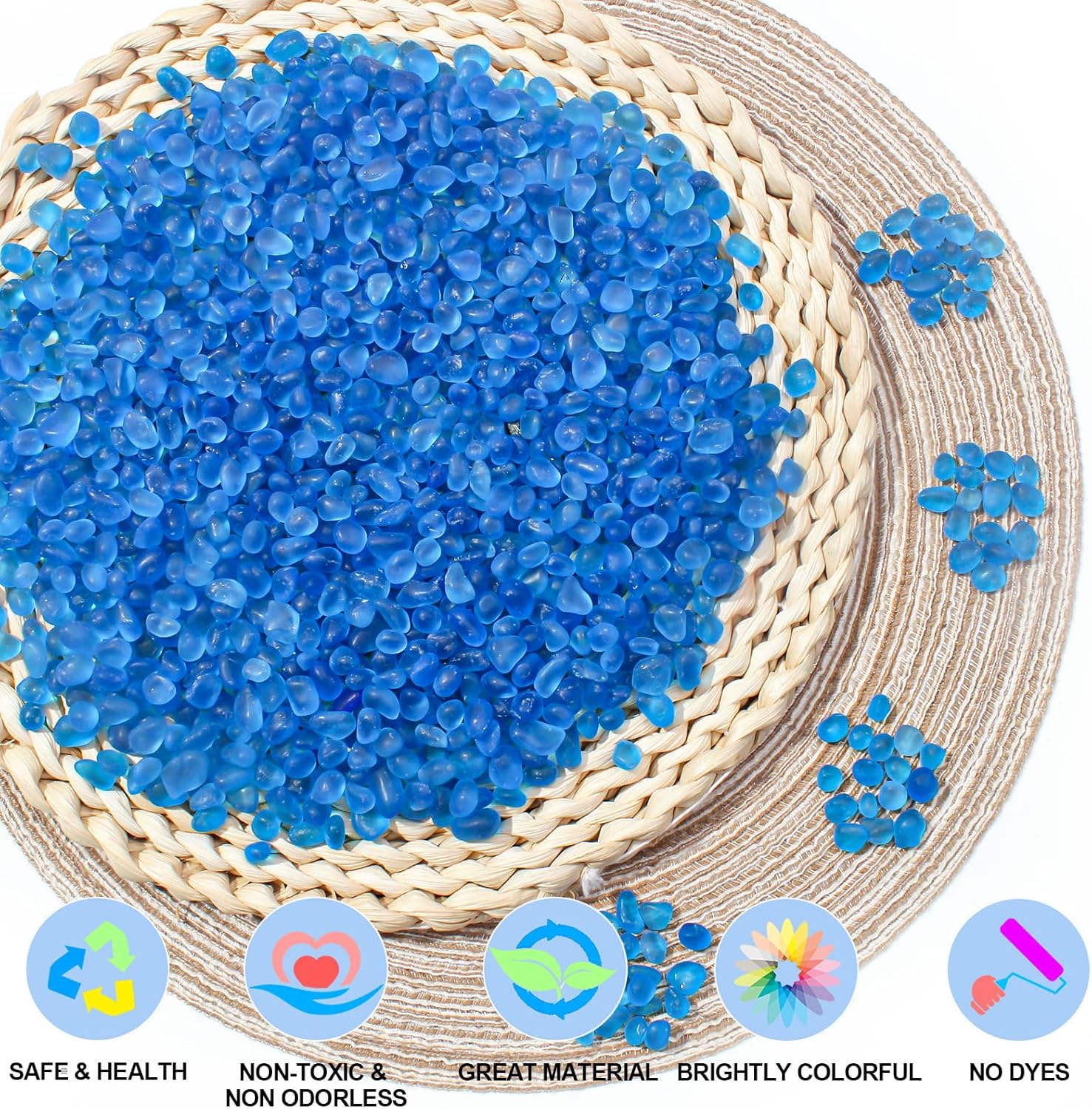 Keedolla 0.5 Lb Blue Glass Aquarium Rocks Fish Tank Gravel Bulk Polished, 6-9mm Frosted Sea Glass Stones Marbles for Aquarium Decor Rocks, Vase Fillers, DIY Crafts