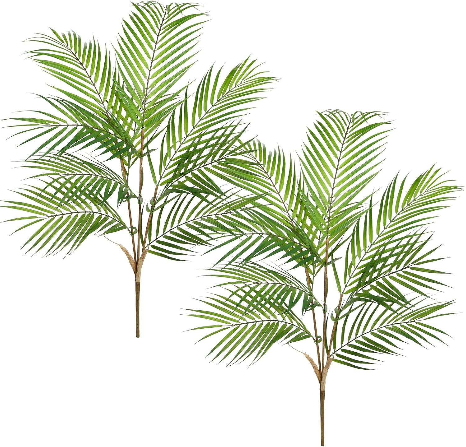 Hollyone 2PCS Artificial Palm Plants Leaves 30.7" Fake Tropical Areca Palm Bushes Tree Leaf Large Faux Greenery Stem Shrubs for Indoor Outdoor Home Garden Arrangement Jungle Safari Wedding Party Decor