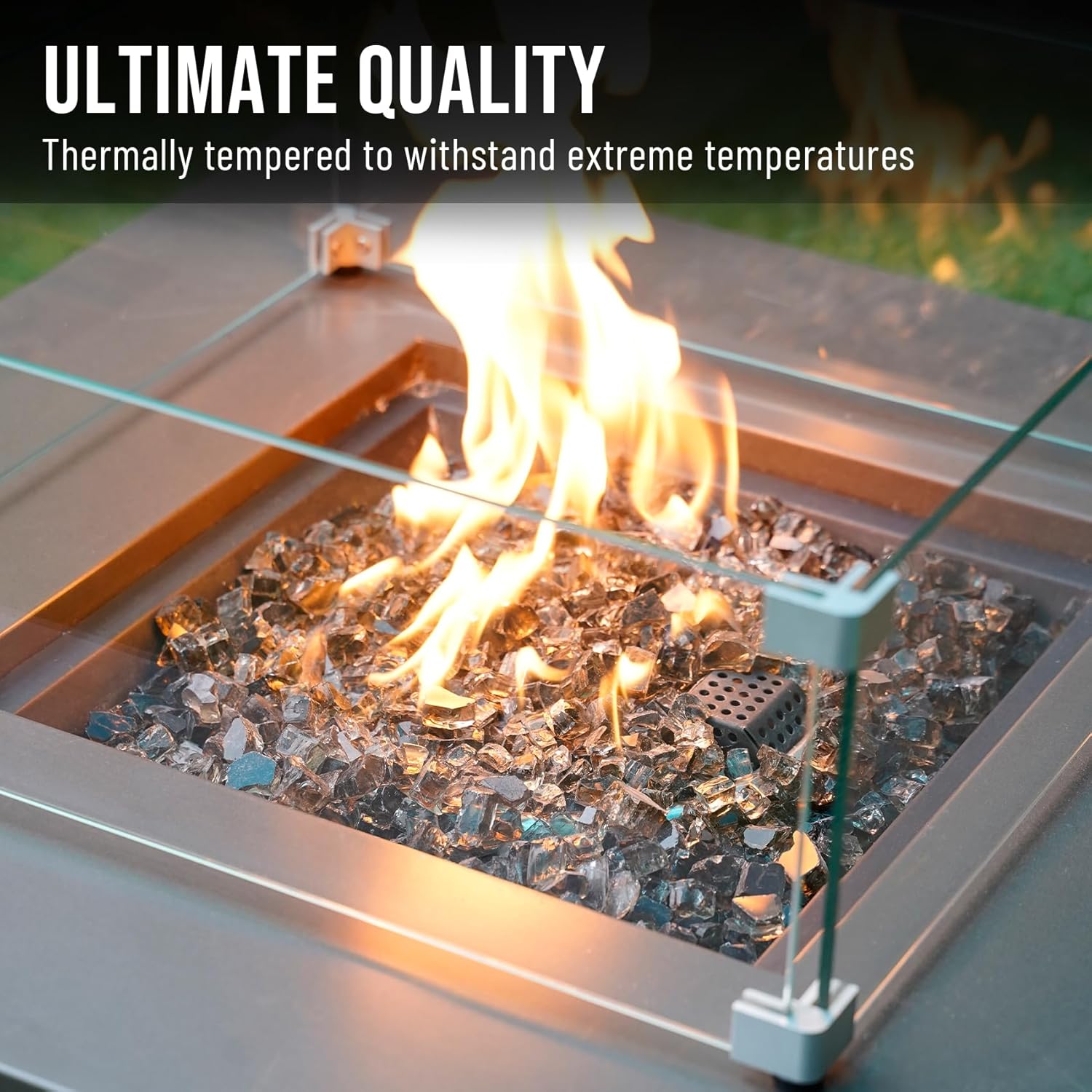 Skyflame High Luster 10-Pound Regular Fire Glass for Fire Pit Fireplace Garden Landscaping Bronze 1/2" Size