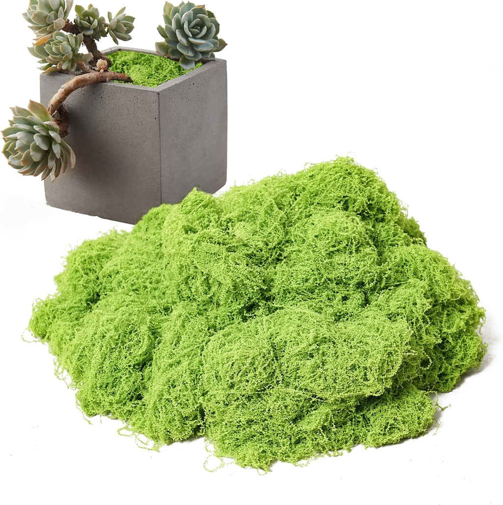 Fake Green Moss 7.05 oz Artificial Moss for Crafts Potted Plants Indoor, Faux Moss Decor for DIY Decorative Table Centerpieces, Glass Containers, Party Wedding & Fairy Garden Floral (Light Green)