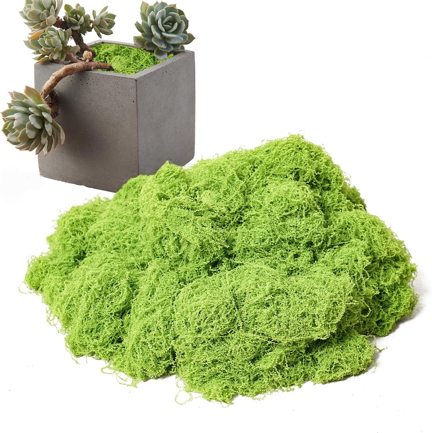 Fake Green Moss 7.05 oz Artificial Moss for Crafts Potted Plants Indoor, Faux Moss Decor for DIY Decorative Table Centerpieces, Glass Containers, Party Wedding & Fairy Garden Floral (Light Green)
