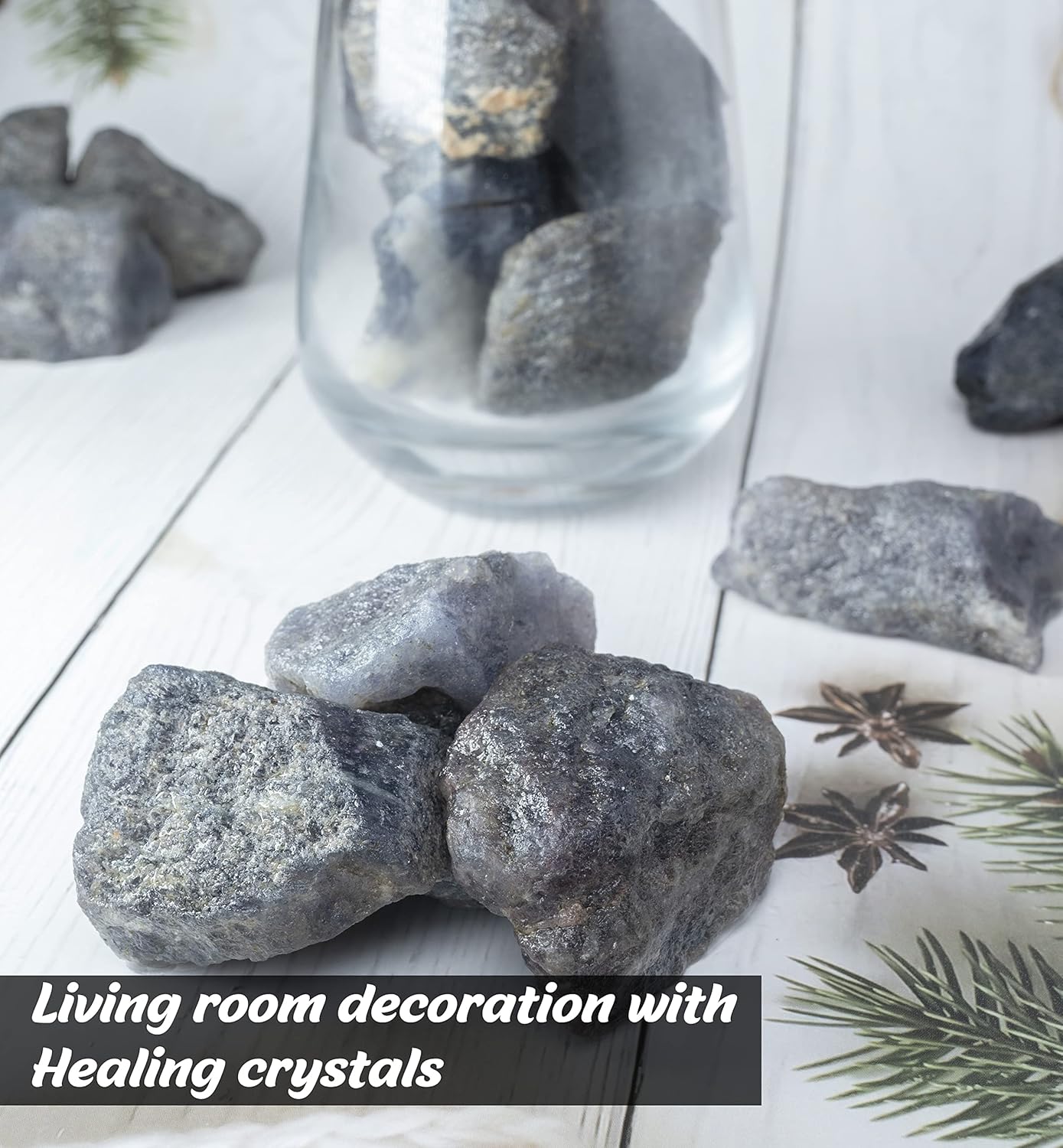 Crocon 1LB Iolite Rough Bulk Natural Stone Raw Gemstone Tumbling Cabbing Polishing Mining Chakra Balancing Reiki Healing Meditation Gift Good Luck Home Office Decor