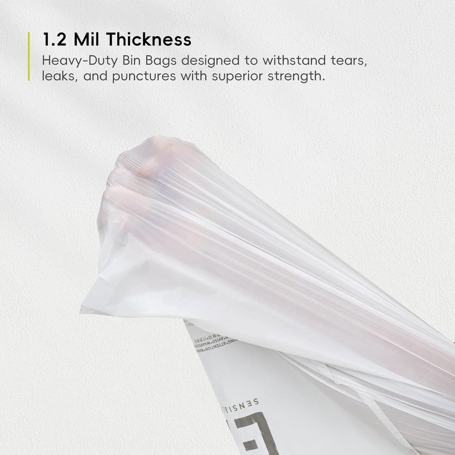 EKO 8 Gallon / 30.3 Liter,100 Count Drawstring Trash Bags, Extra-Strong Unscented Garbage Bags, Easy-Dispense Roll for Kitchen & Household Use, Resists Tears, Leaks and Punctures, Code F-1, White