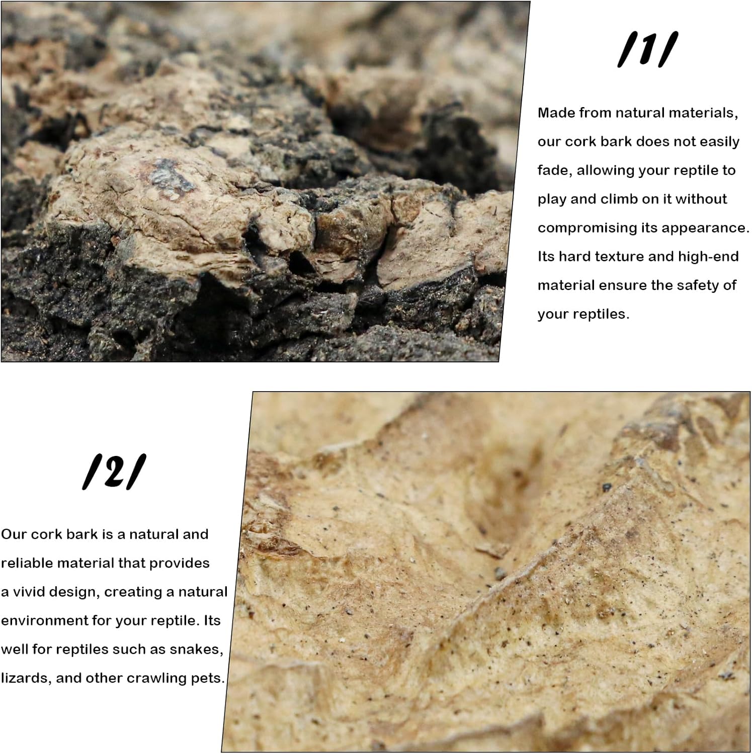 4Pcs Reptile Bark Decor Wood, Natural Cork Bark Tube Decor, Wood Bark Terrarium for Reptiles, Random Shape Random Size