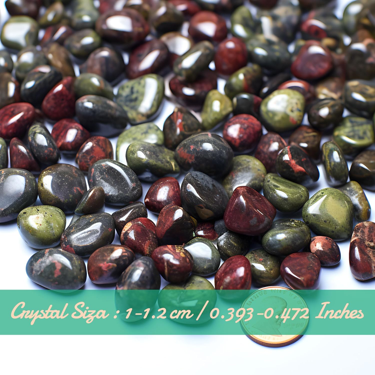 Polished Dragon Blood Jasper Crystal Chips Set, 0.4", 128 Pcs - Handpicked Tumbled Stones and Crystals Bulk for Healing, Reiki, Meditation, Witchcraft and Home Decor