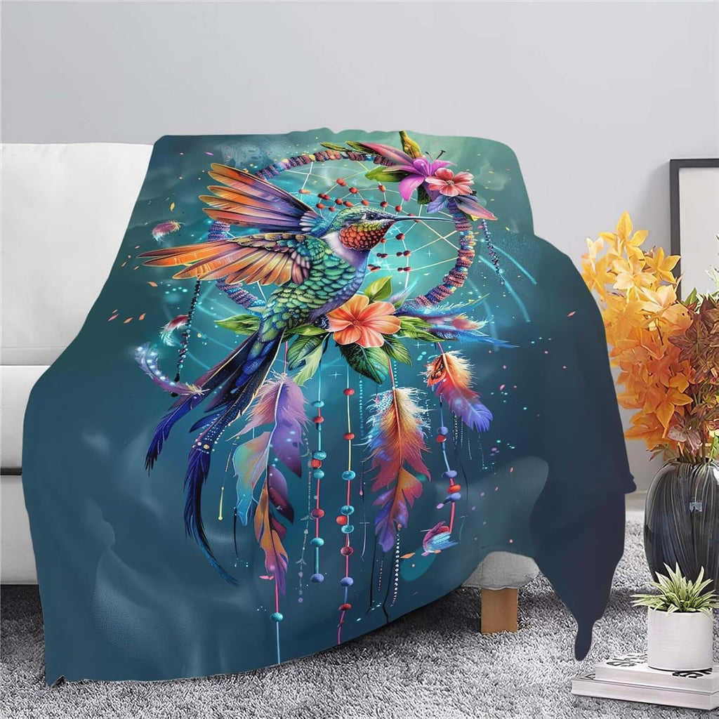 Hummingbird Throw Blanket Hummingbird Bird Stuff Gifts for Kids Girls Boys Adults Women Man Soft Cozy Warm Plush Fluffy Fuzzy Fleece Blanket Decor 40''X50''