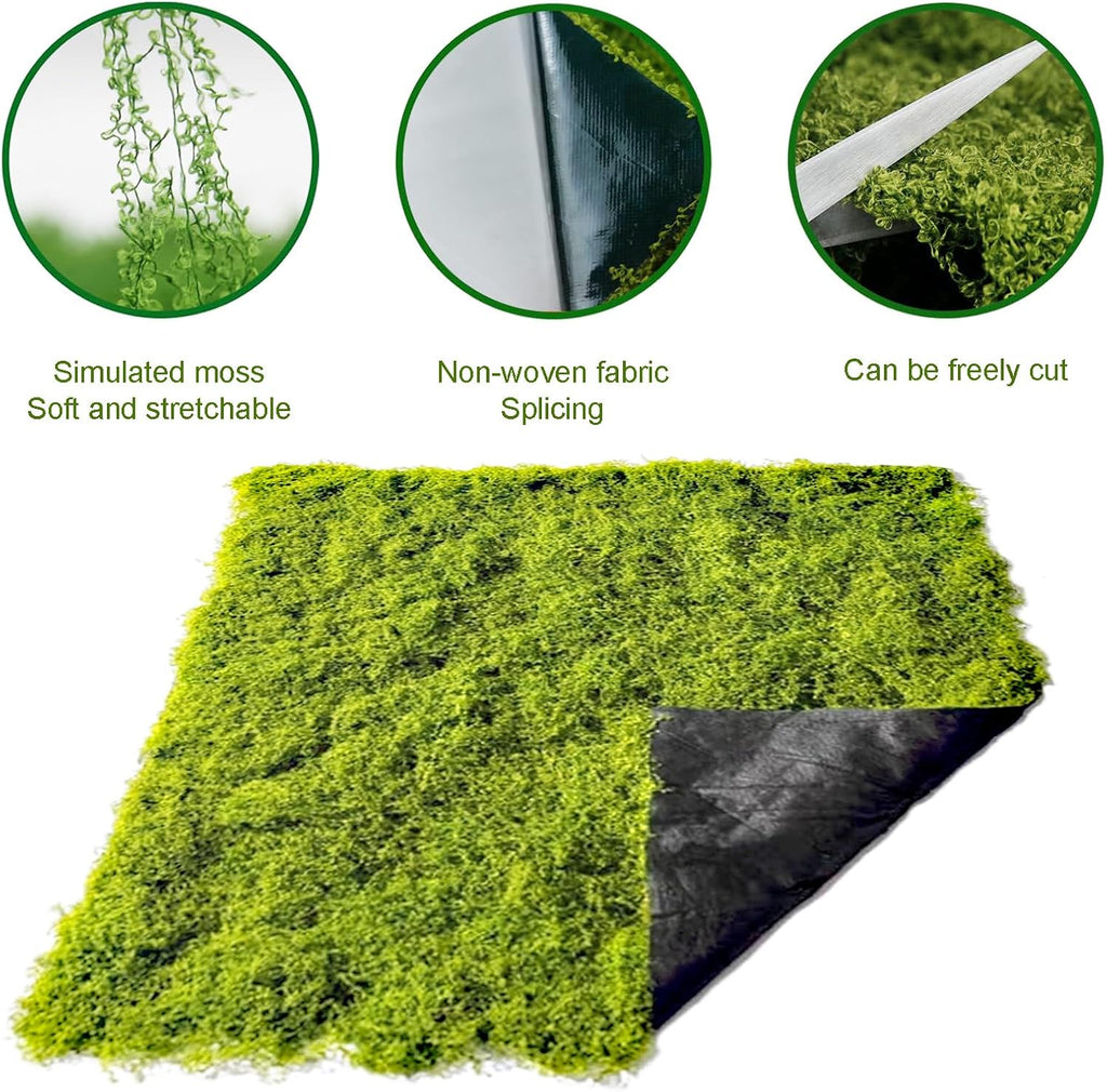 Artificial Green Moss Mat for Decoration Carpet Grass Wall, 39.37 * 39.37 inch Fake Moss for Crafts, Natural Decorative for Plants Indoor with Base Fabric, Artificial Grass Wall Suitable for DIY