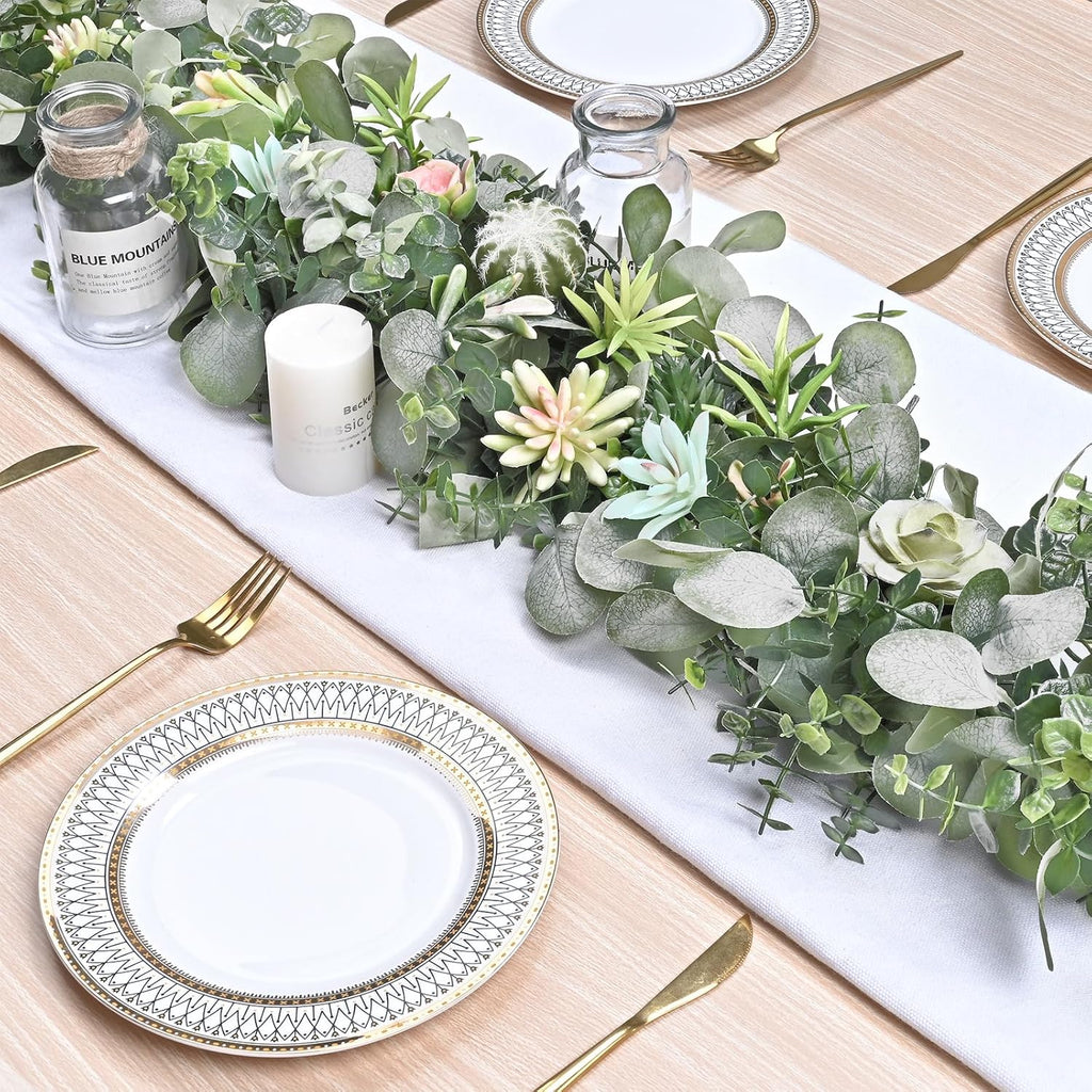 Dolicer 6 Packs 6FT Artificial Eucalyptus Garland, Faux Greenery Garland Hanging Fake Silver Dollar Eucalyptus Leaves Vines for Wedding Backdrop Arch Table Wall Party Home Decor