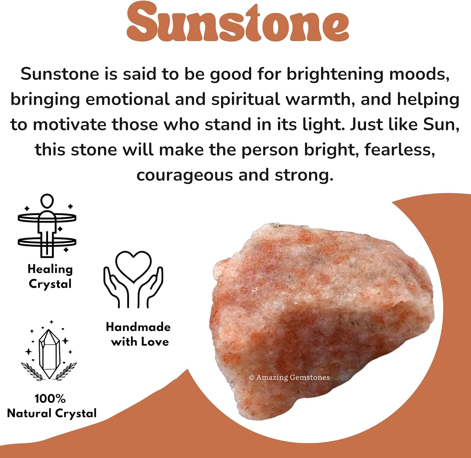 Amazing Gemstone Sunstone Raw Crystals and Healing Stones, Natural Rocks for Tumbling and DIY Raw Stones and Crystals (1 lb)