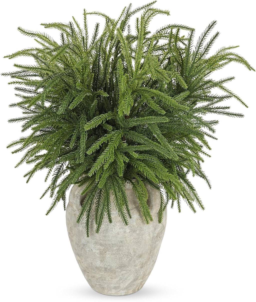 Briful Artificial Norfolk Pine Stems for Christmas Decor, 32.5’’ Faux Greenery Branch, Realistic Holiday Cedar Pine Picks for Vase, Garland, Mantel, DIY Floral Arrangement, Set of 6