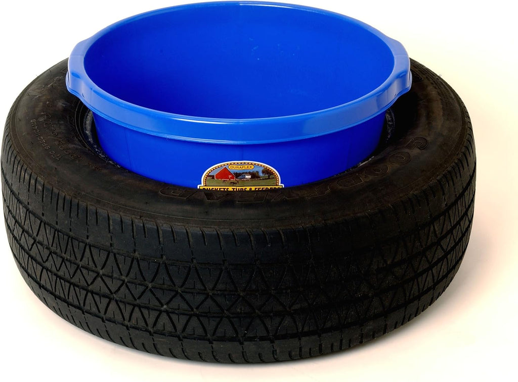 Little Giant® Plastic All-Purpose Tub | Plastic Pond Tub | Feed Tub | Durable Plastic Livestock Feeding Pan with Hand Grips | Made in USA | 6.5 Gallons | Blue