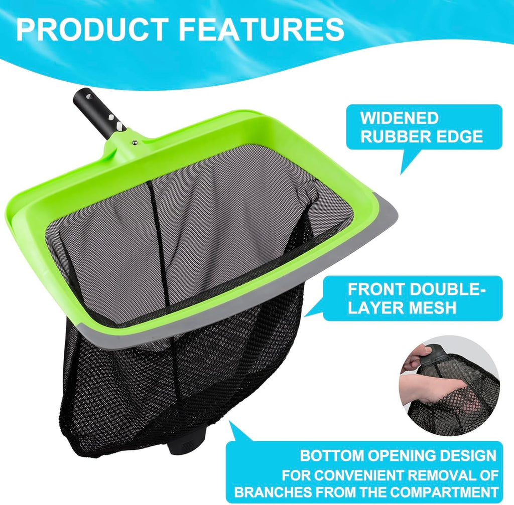 Sepetrel Deluxe Swimming Pool Cleaning Kit Including Rubber Edge Skimmer Net,17.5" Pool Brush Head & Hand Scrub Brush(NO Pole)