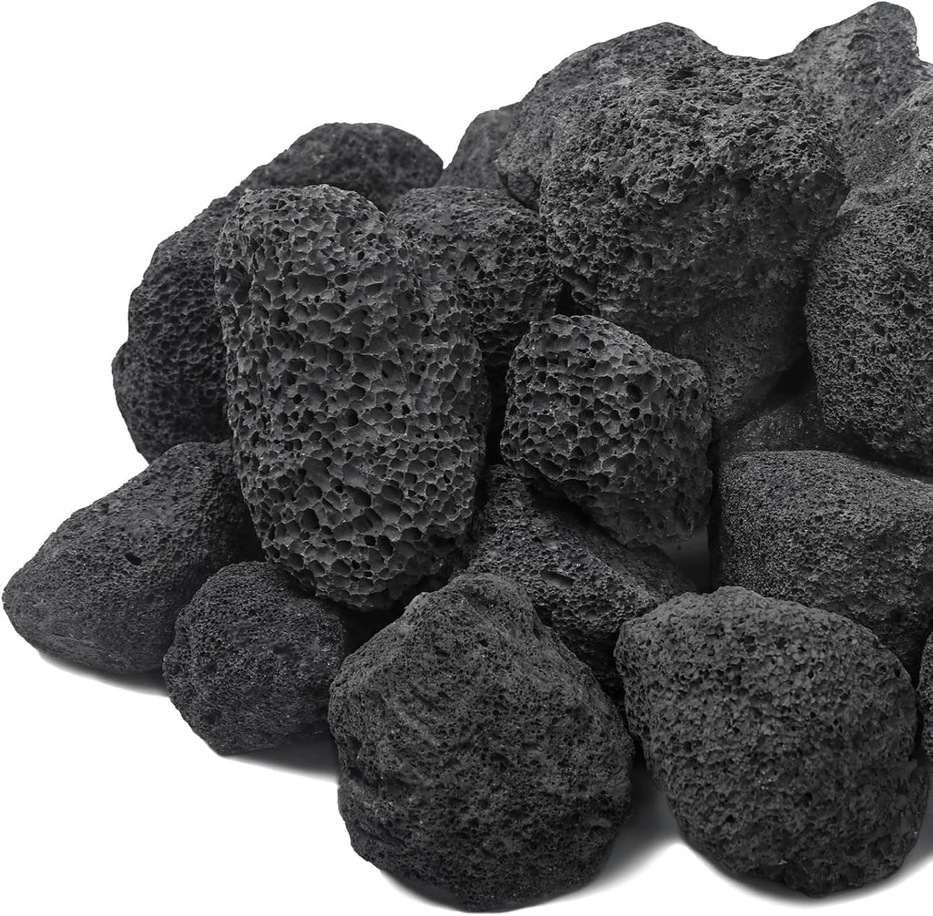 Calofulston 2"-4" Black Lava Rock, Large Volcanic Lava Rock for Fire Pit, Gas Logs, Aquarium, Fireplace, Fire Bowl, 5lbs