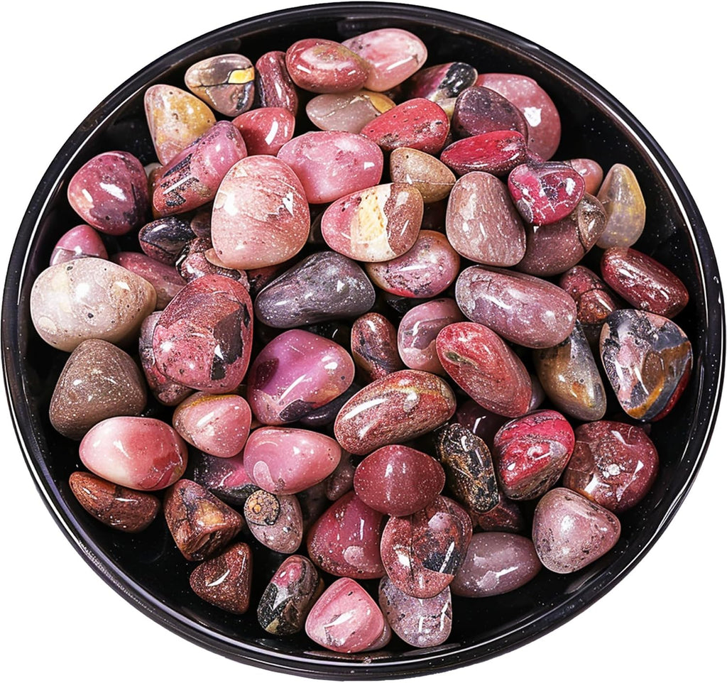 Polished Rhodonite Crystal Chips Set, 0.4", 128 Pcs - Handpicked Tumbled Stones and Crystals Bulk for Healing, Reiki, Meditation, Witchcraft and Home Decor