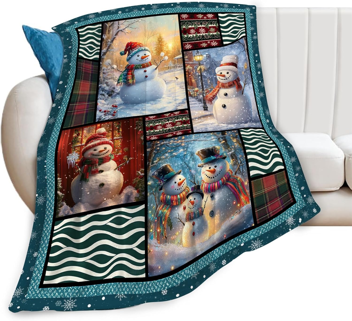 Snowmen Blanket Christmas Winter Snowmen Lover Throw Blankets Gifts for Girls Boys Kids Soft Cozy Fleece Plush for Couch Sofa Bed 60"x50"