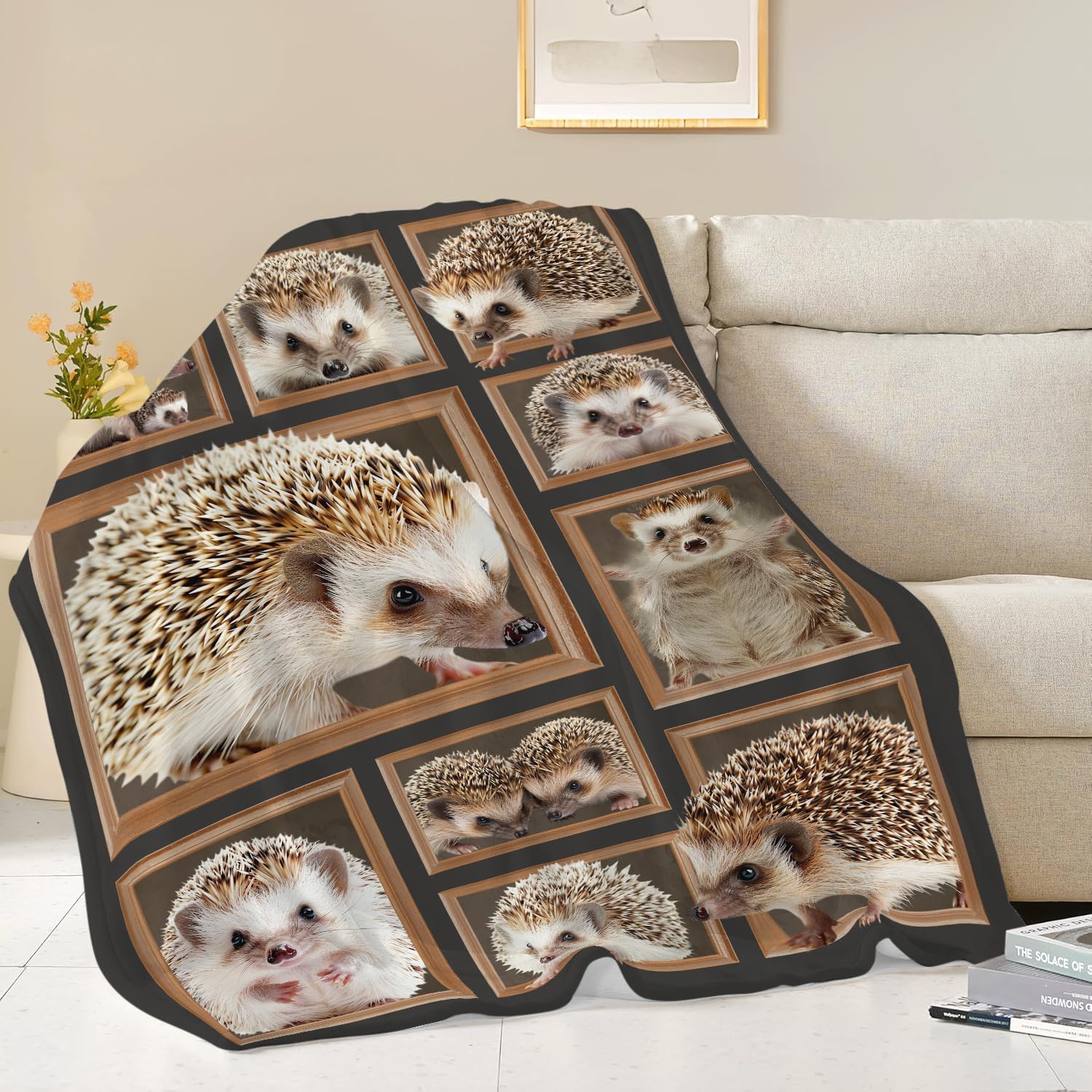 Hedgehog Blanket Hedgehog Throw Blanket Gifts for Girls Women Kids Boys Adults Men Super Soft Cozy Plush Fluffy Fuzzy Fleece Blanket Home Decor 50''X60''