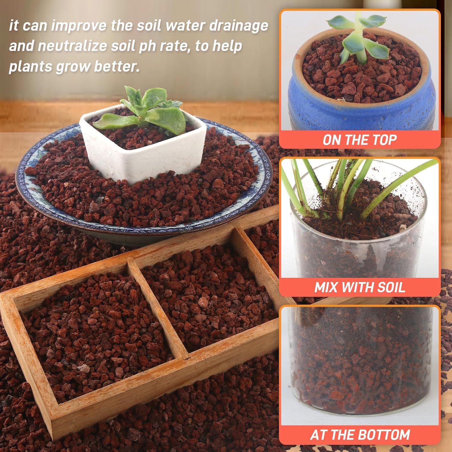 45Lb Horticultural Lava Rock - Succulent Soil Amendment, Decorative Cactus Soil Potting Mix, Volcanic Rock for Aquarium, Fairy Gardening Top Dressing, Plant Drainage