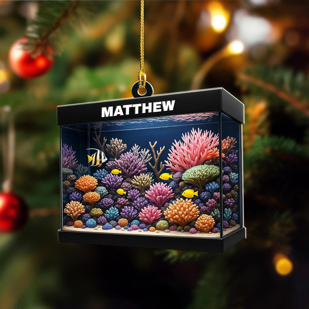 Personalized Aquarium Fish Tank Christmas Ornament 2025, Custom Name Clownfish Holiday Tree Decoration, Unique Keepsake Gift for Fish Lovers, Pet Owners, Kids, Aquarists (ON3)