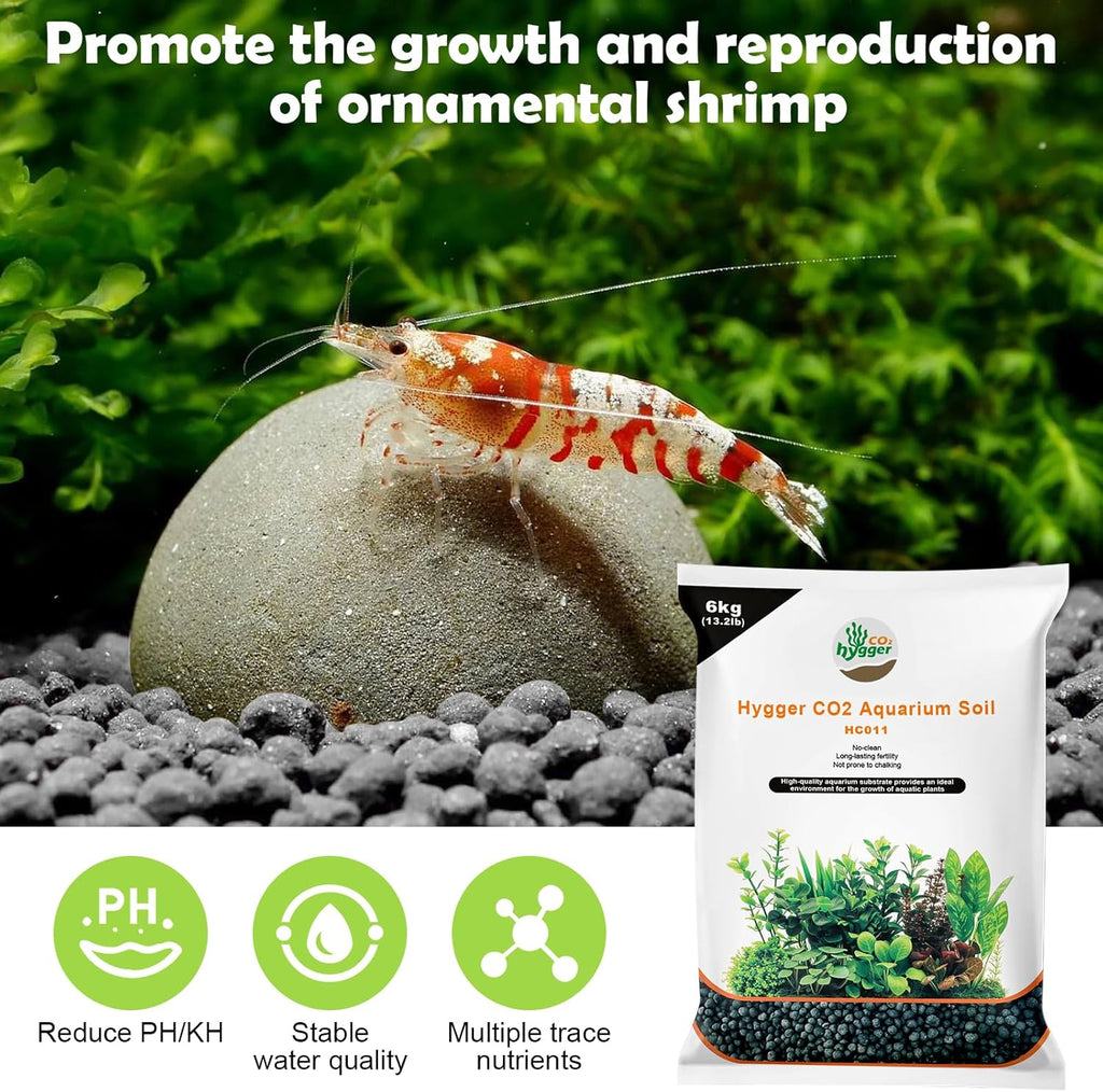 6.6Ib Shrimp Soil Water Grass Mud for Aquarium Fish Tank Aquascaping - Aquarium Substrate Soil for Shrimp Breeding and Plant Growth, No Washing Needed