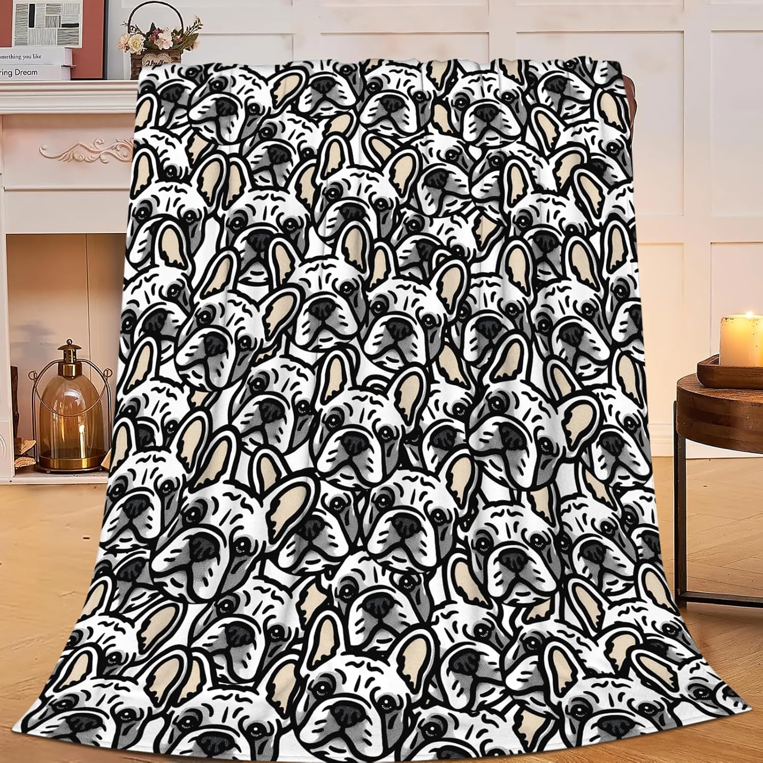 Boston Terrier Throw Blanket French Bulldog Frenchie Puppy Stuff Gifts for Dog Lover Kids Girls Boys Adults Women Men Soft Cozy Warm Plush Fluffy Fuzzy Fleece Blanket Decor 60''X80''