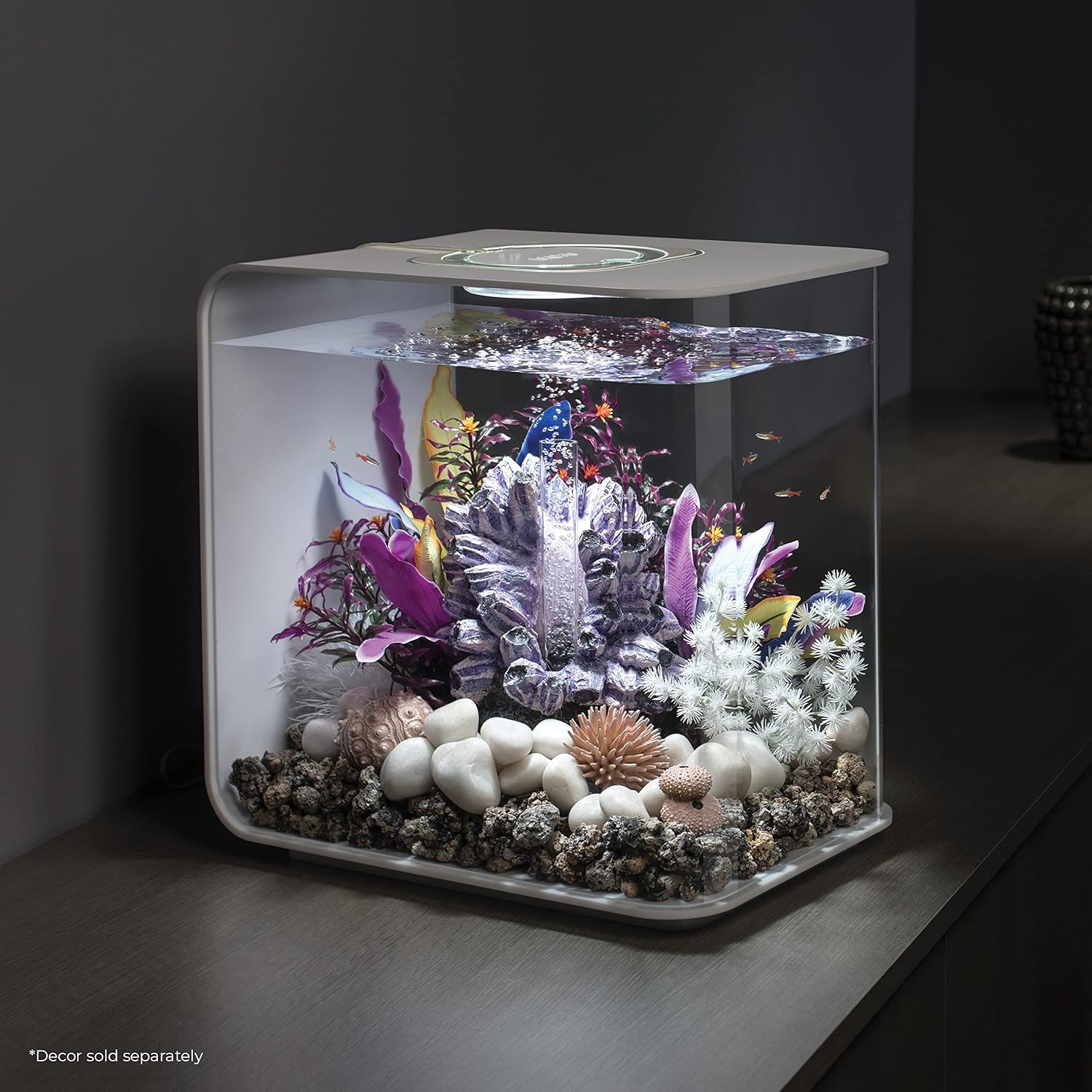 biOrb Flow 30 Acrylic 8-Gallon Aquarium with White LED Lights Modern Tank for Tabletop Display, White