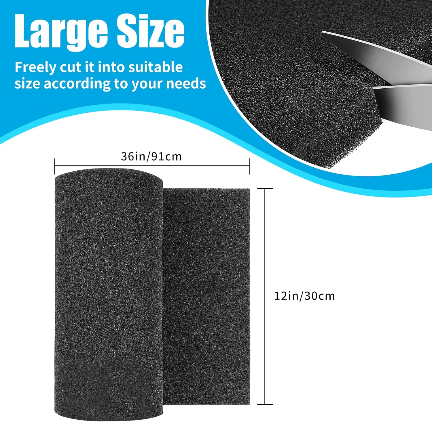 AQUANEAT Aquarium Bio Sponge Filter Media Pad Cut-to-Size Open Cell Foam Sheet for Fish Tank Sump (36" x 12" x 1")