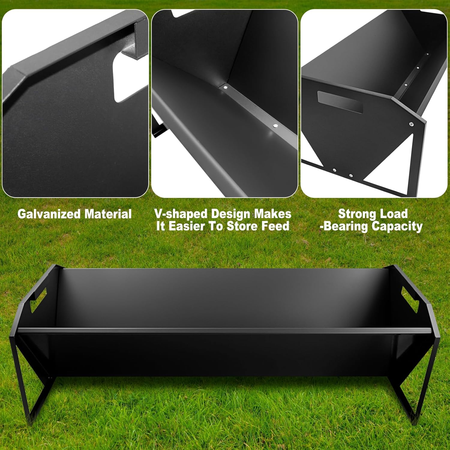 Livestock Feeding Trough 45", Heavy Duty 22 Gallon Capacity Livestock Trough, Galvanized Steel Sheep Feeder Trough for Horse, Goat, Sheep, Cattle, Cow, Alpaca