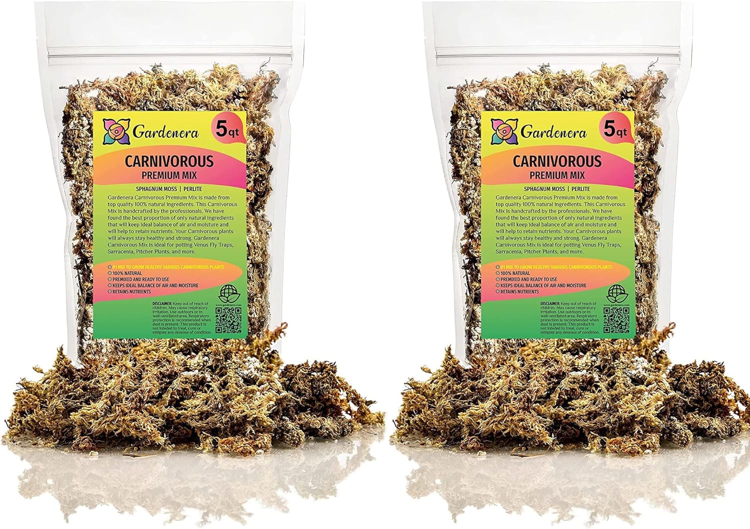 Gardenera Sphagnum Moss Potting Mix for Carnivorous Plants, Moss and Perlite Blend for Potting Venus Fly Traps, Sarracenia, Pitcher Plants - Sphagnum Moss & Perlite - Made in USA - 10 Quart